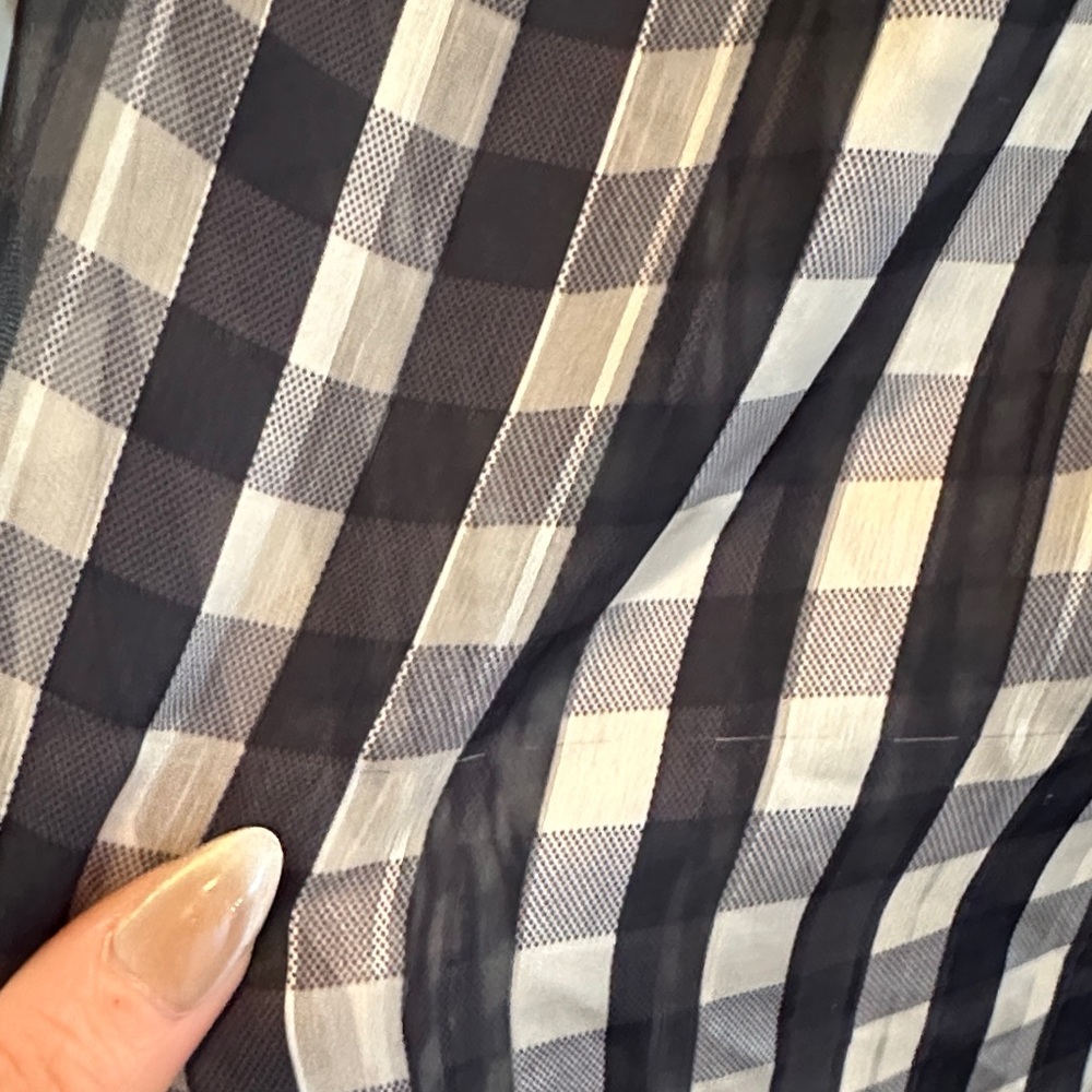 Checkered Blue and off White Women's blouse - Picture 10 of 11